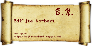 Böjte Norbert névjegykártya